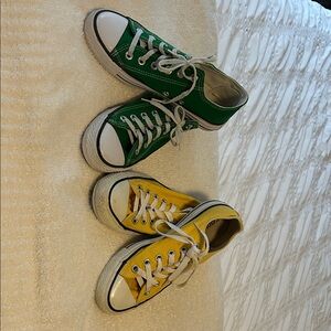 Converse Green and Yellow All Star Sneakers Size 7 BOTH Pairs